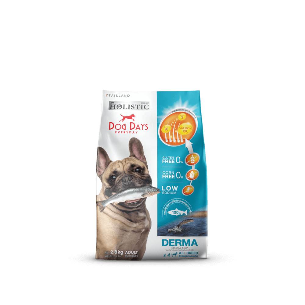 อาหารเม็ดสำหรับสุนัข DOG DAYS เกรดโฮลิสติก รสปลา สูตร DERMA (2.8 KG)
